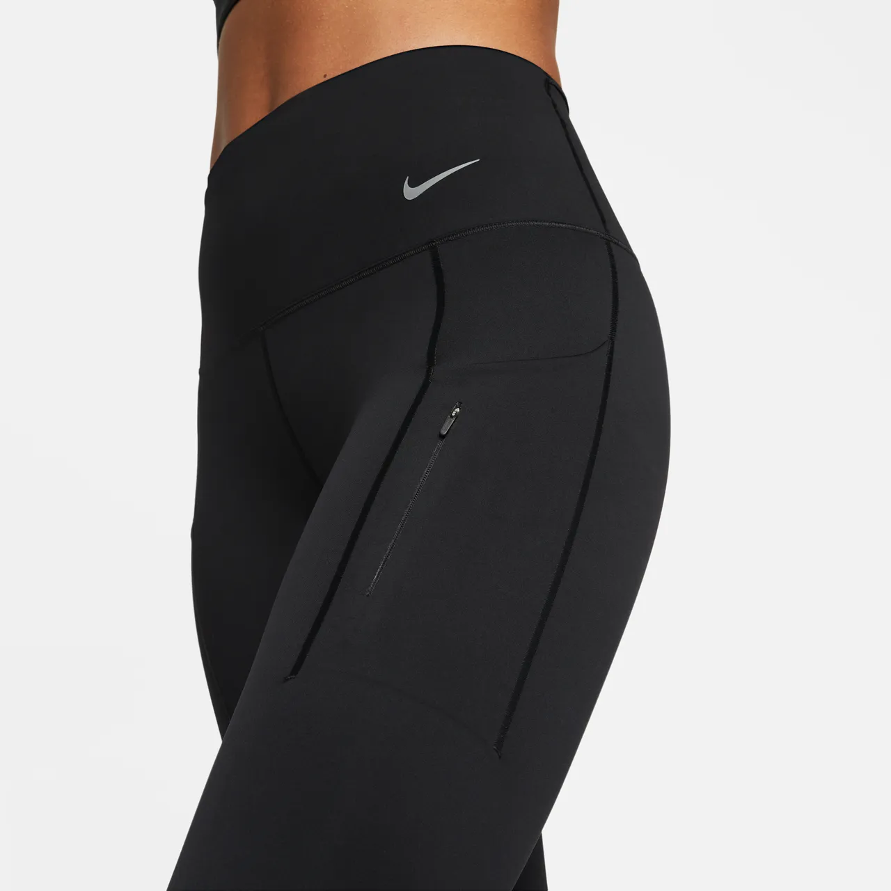 Nike Go Women's Firm-Support High-Waisted Full-Length Leggings with Pockets - Black - Nylon