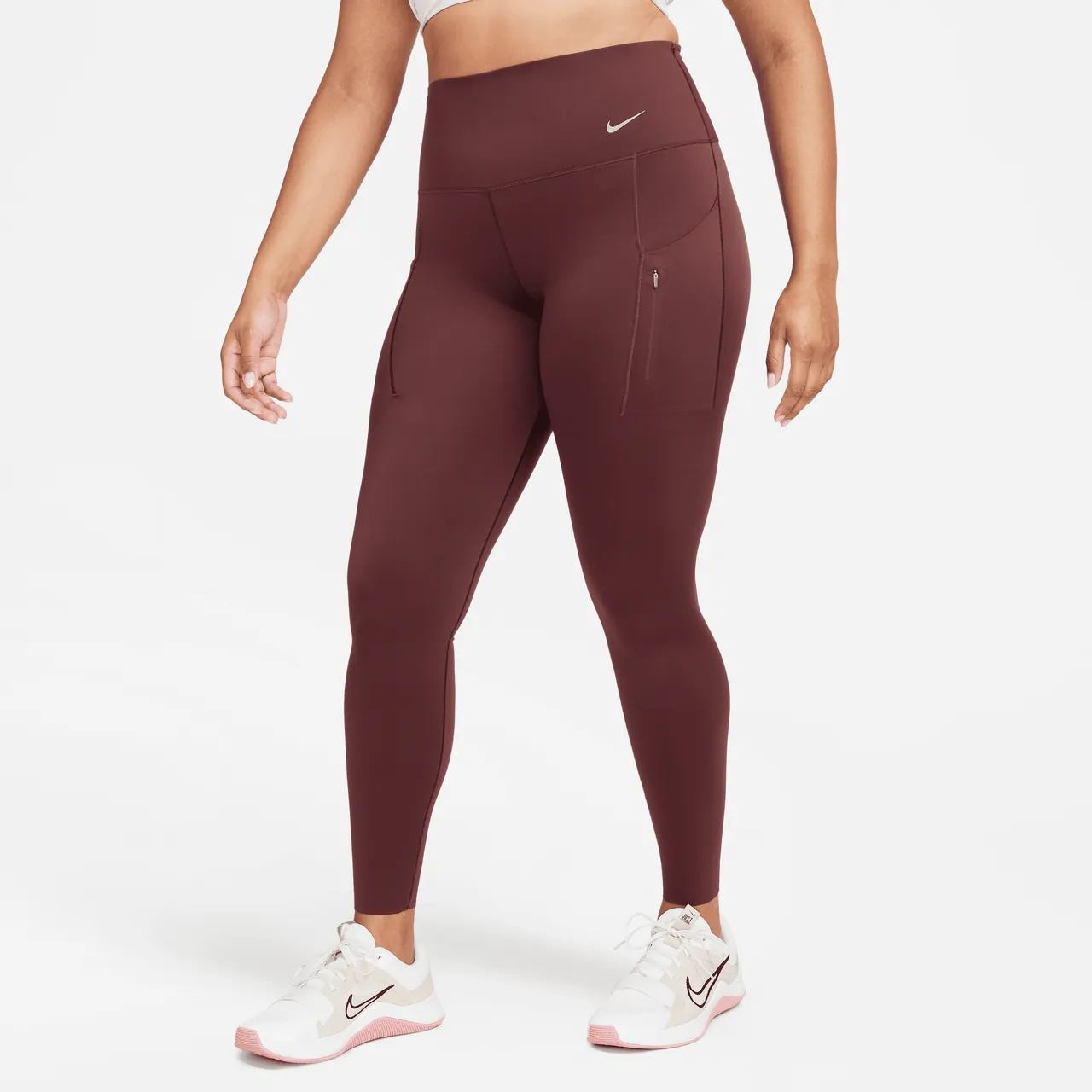 Nike Go Women's Firm-Support High-Waisted Full-Length Leggings with Pockets - Red - Nylon