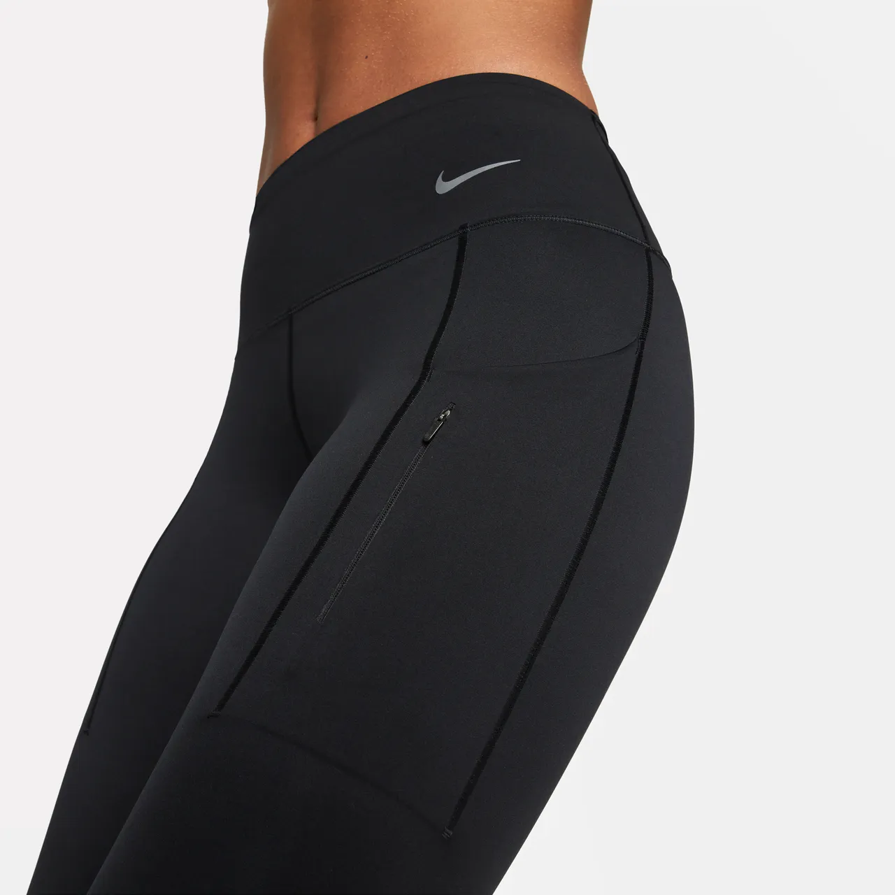 Nike Go Women's Firm-Support Mid-Rise 7/8 Leggings with Pockets - Black - Nylon