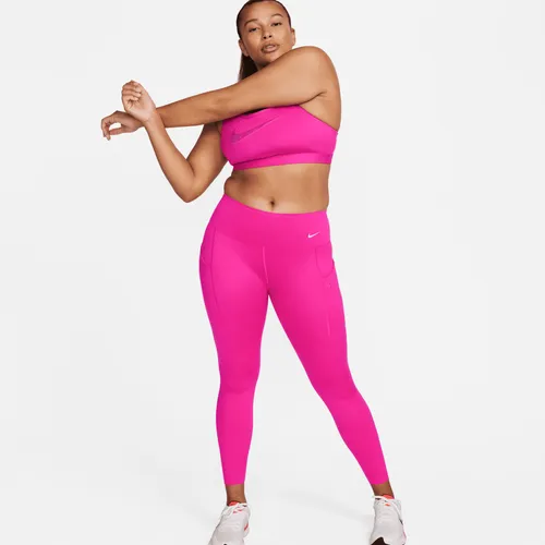 Nike Go Women's Firm-Support Mid-Rise 7/8 Leggings with Pockets - Pink - Nylon