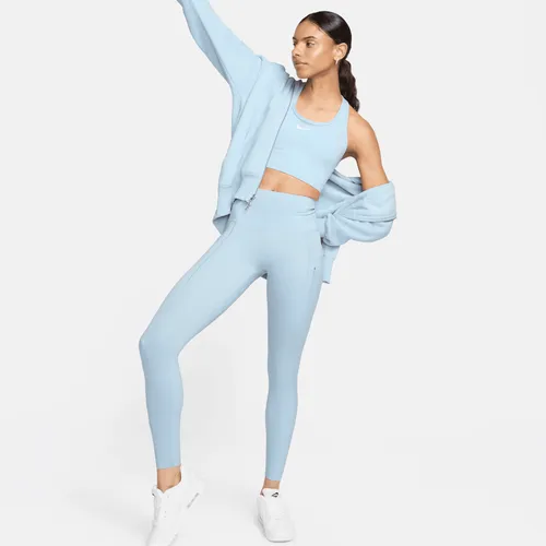Nike Go Women's Firm-Support Mid-Rise Full-Length Leggings with Pockets - Blue - Nylon