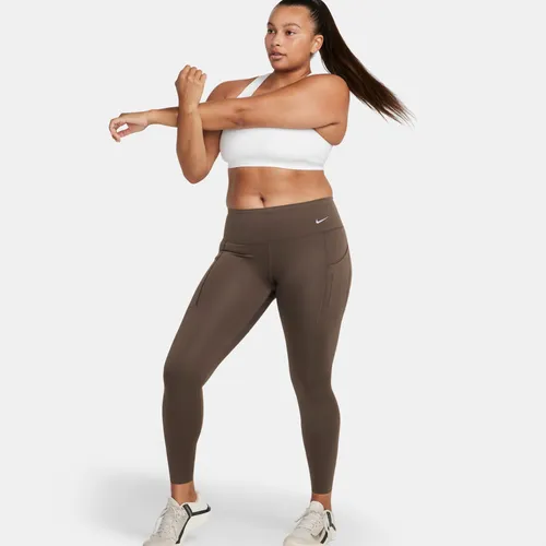 Nike Go Women's Firm-Support Mid-Rise Full-Length Leggings with Pockets - Brown - Nylon