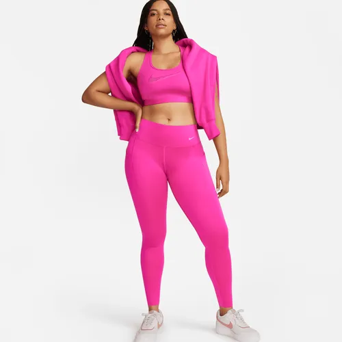 Nike Go Women's Firm-Support Mid-Rise Full-Length Leggings with Pockets - Pink - Nylon