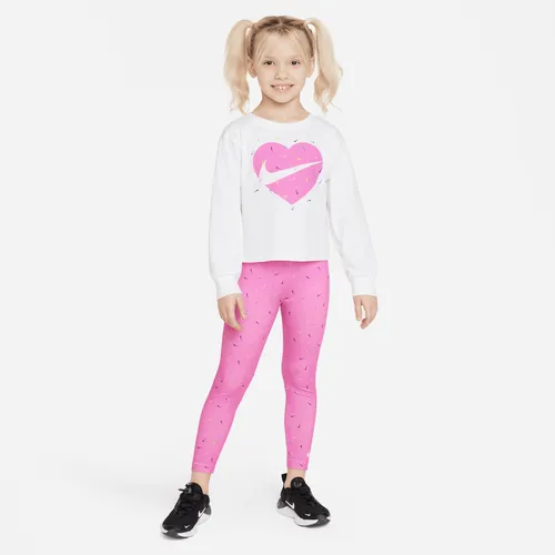 Nike Graphic Tee and Printed Leggings Set Younger Kids 2-Piece Set - Pink - Polyester