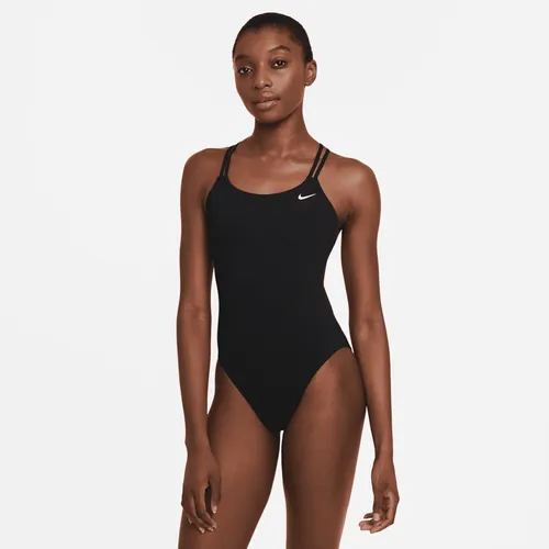 Nike HydraStrong Solid Women's Spiderback 1-Piece Swimsuit - Black - Polyester