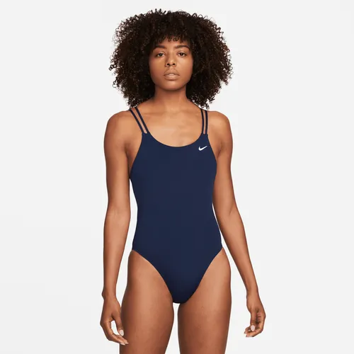 Nike HydraStrong Solid Women's Spiderback 1-Piece Swimsuit - Blue - Polyester