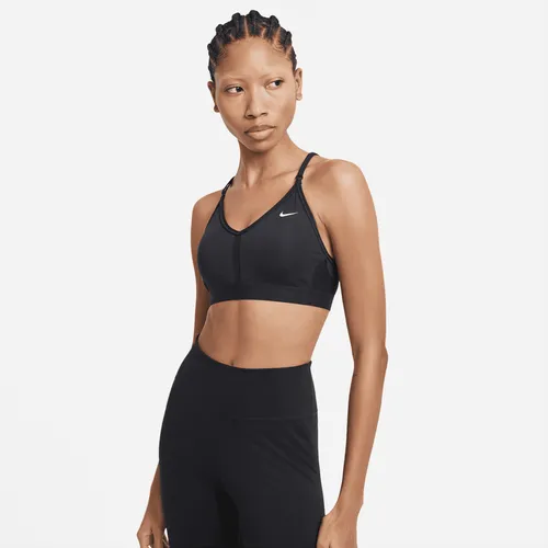 Nike Indy Women's Light-Support Padded V-Neck Sports Bra - Black - Polyester