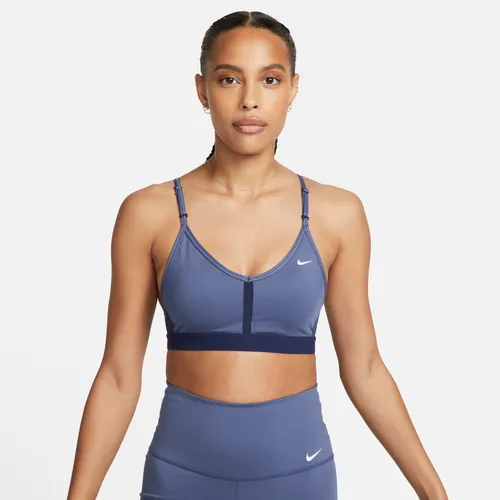 Nike Indy Women's Light-Support Padded V-Neck Sports Bra - Blue - Polyester