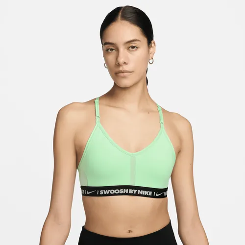 Nike Indy Women's Light-Support Padded V-Neck Sports Bra - Green - Polyester