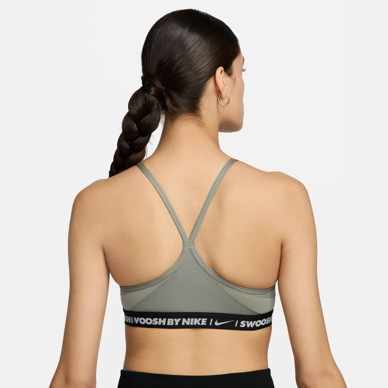 Nike Indy Women's Light-Support Padded V-Neck Sports Bra - Grey - Polyester