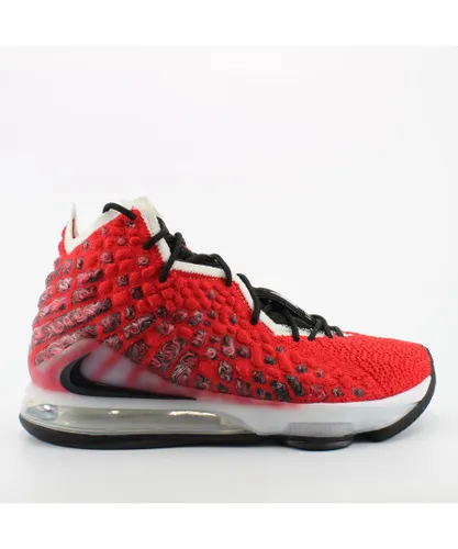 Nike Lebron XVII Red Textile Lace Up Mens Trainers BQ3177 601