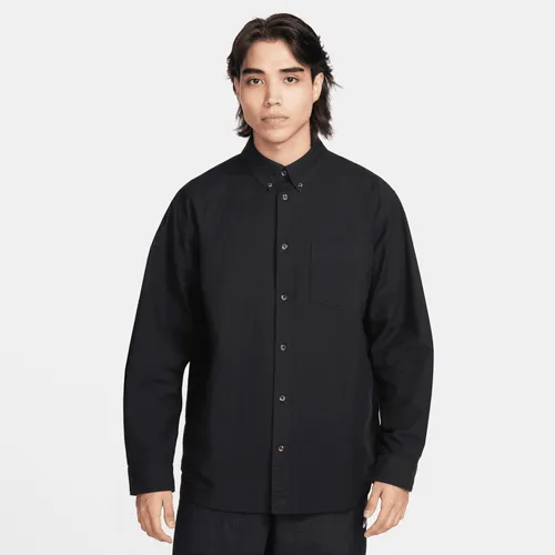 Nike Life Men's Long-Sleeve Oxford Button-Down Shirt - Black - Cotton