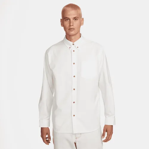Nike Life Men's Long-Sleeve Oxford Button-Down Shirt - White - Cotton