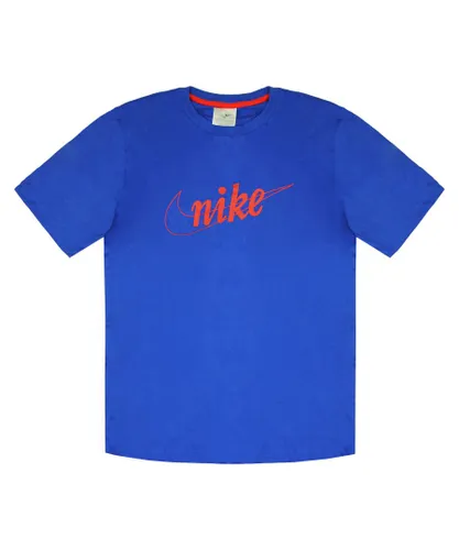Nike Logo Short Sleeve Crew Neck Blue Mens T-Shirt 692359 401 Cotton