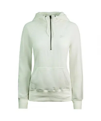 Nike Long Sleeve 1/2 Zip Up White Womens Fitted Hoodie 322256 100 Cotton