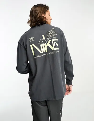 Nike M90 graphic long sleeve t-shirt in charcoal black