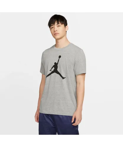 Nike Mens Air Jordan Jumpman SS T Shirt In Grey Cotton