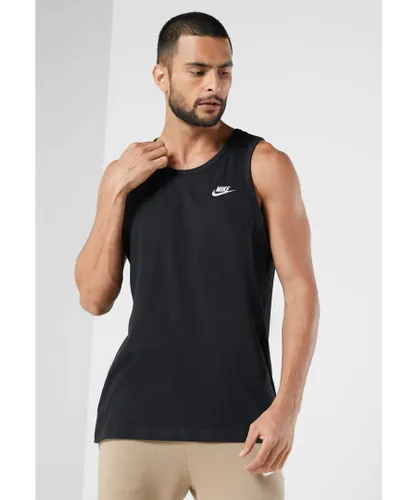 Nike Mens Athletic Gym Casual Vest Tank Top in Black Cotton