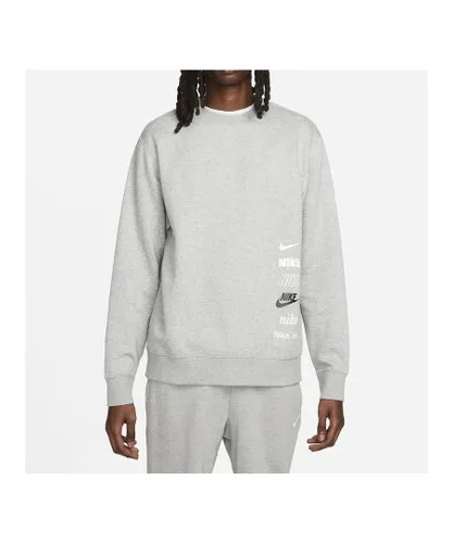 Nike Mens Club Fleece Crew Sweatshirt In Grey Cotton