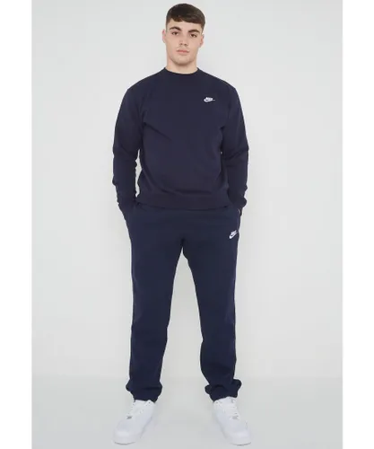 Nike Mens Club Fleece Full Tracksuit Set Navy Cotton