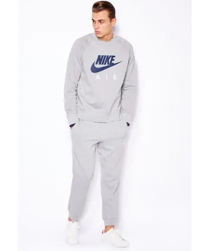 Nike Mens Crew Neck Sweatshirt Pullover in Grey Cotton
