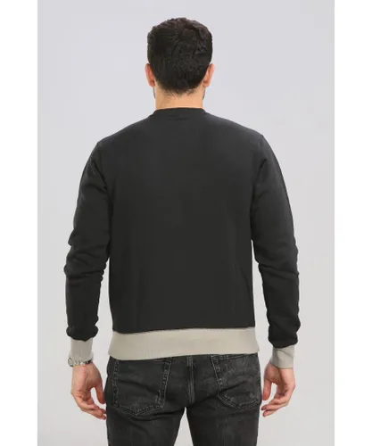 Nike Mens Crewneck Contrast Hem Sweatshirt Black Cotton
