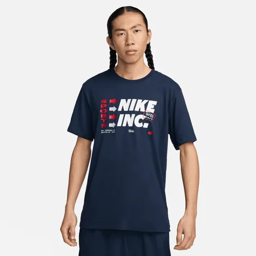 Nike Men's Dri-FIT Fitness T-Shirt - Blue - Polyester