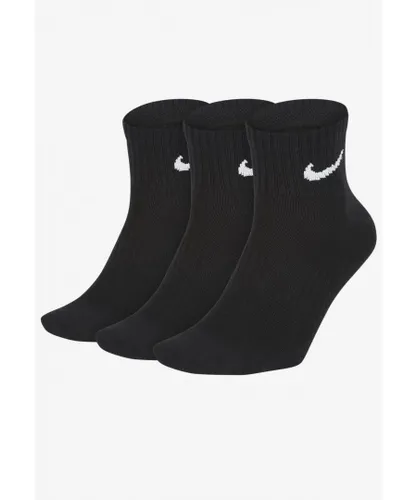Nike Mens Dry Cushion Everyday 3 Pairs Ankle Socks in Black Cotton