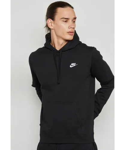 Nike Mens Embroidered Club Pullover Hoodie - Black