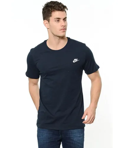Nike Mens Embroidered Futura T Shirt in Navy & Sliver Logo Jersey