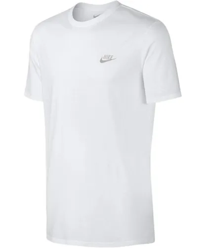 Nike Mens Embroidered Futura T Shirt in White & Sliver Logo Jersey