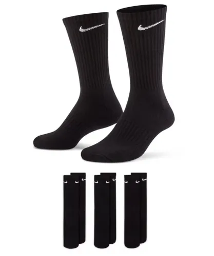 Nike Mens Everyday Cushion Crew Training Socks 3 Pairs in Black Cotton