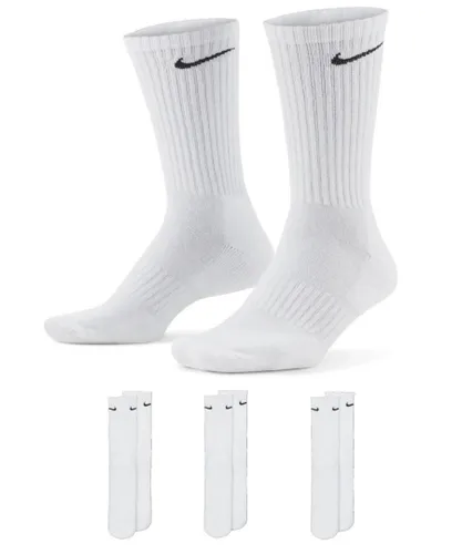 Nike Mens Everyday Cushion Crew Training Socks 3 Pairs in White Cotton