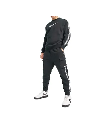 Nike Mens Repeat Crew Fleece Tracksuit Set In Black