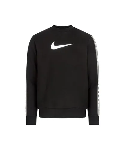 Nike Mens Repeat Crew Neck Sweatshirt Pullover in Black Cotton