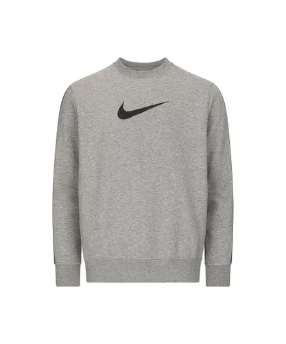 Nike Mens Repeat Crew Neck Sweatshirt Pullover in Grey Cotton