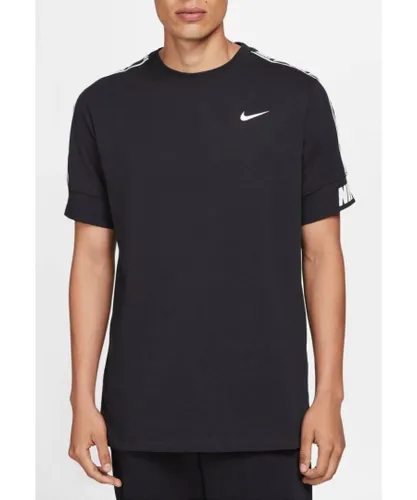 Nike Mens Repeat T Shirt in Black / White Cotton