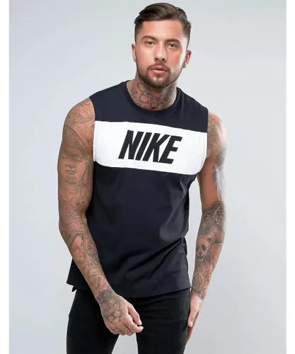 Nike Mens Retro Logo Vest In Black Cotton