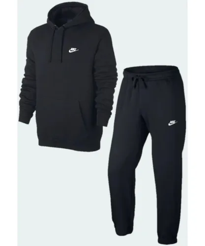 Nike Mens Sportswear Club Fleece Hooded Tracksuit in Black