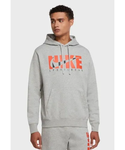 Nike Mens Sportswear Fleece Hoodie in Grey Cotton