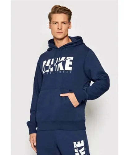 Nike Mens Sportswear Fleece Hoodie in Navy Cotton