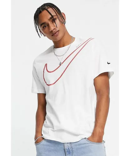 Nike Mens Sportswear T Shirt Big Logo in White Cotton