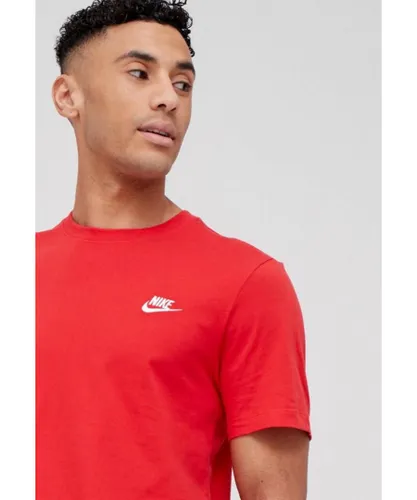 Nike Mens Sportswear T Shirt Club in Red Cotton