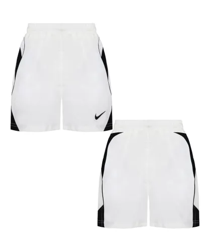 Nike Mens Stretch Waist White/Black Graphic Logo Boys Shorts 217258 100