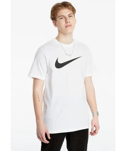 Nike Mens Swoosh Logo T Shirt in White Cotton