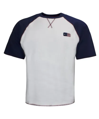 Nike Mens T-Shirt Crew Sweat Colourblock To Navy White 172998 100