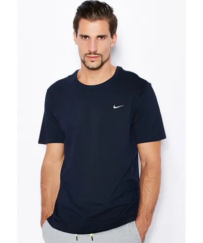 Nike Mens T Shirt With Embroidered Swoosh Navy Cotton