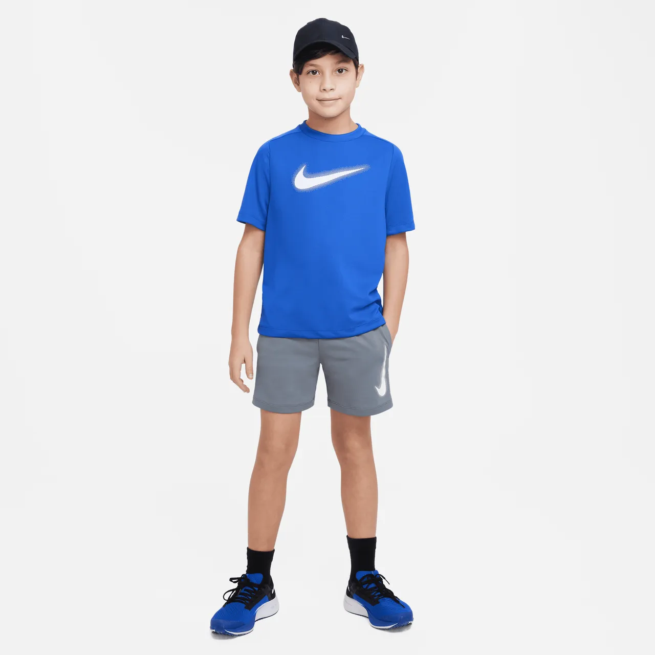 Nike Multi Older Kids' (Boys') Dri-FIT Graphic Training Top - Blue - Polyester