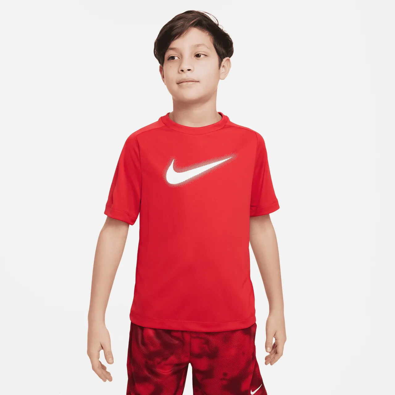 Nike Multi Older Kids' (Boys') Dri-FIT Graphic Training Top - Red - Polyester