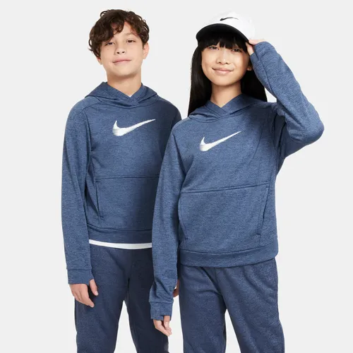 Nike Multi+ Older Kids' Therma-FIT Pullover Hoodie - Blue - Polyester